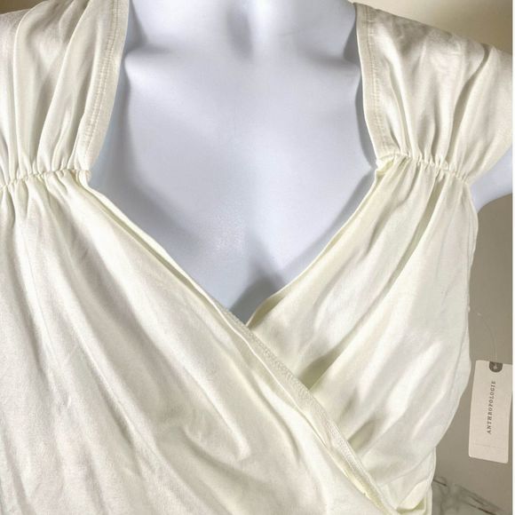 NWT Maeve By Anthropologie Size L White Faux Wrap Surplice  Surplice Sleeveless - Picture 3 of 10